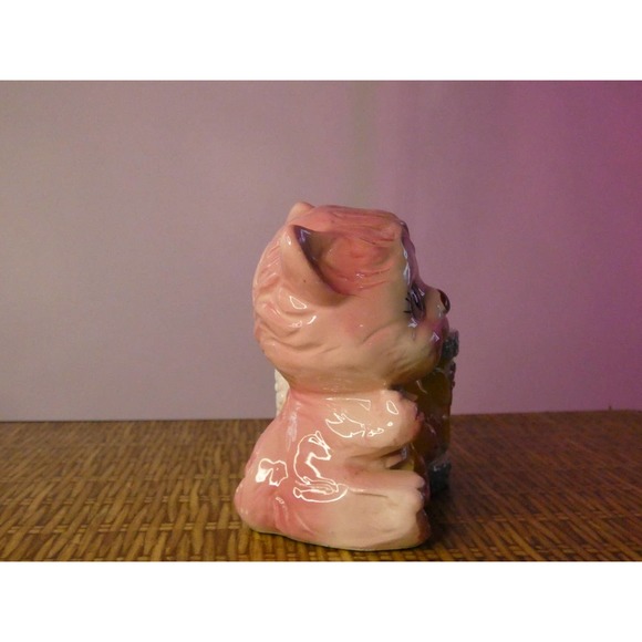 Vintage Pink Anthropomorphic Cat KLC Japan Planter - Picture 4 of 6